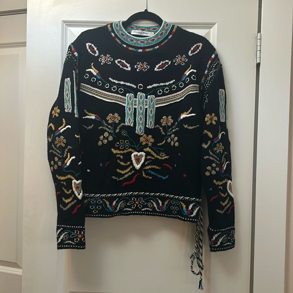 Christian Dior cruise 2019 folk art embroidered sweater size 6